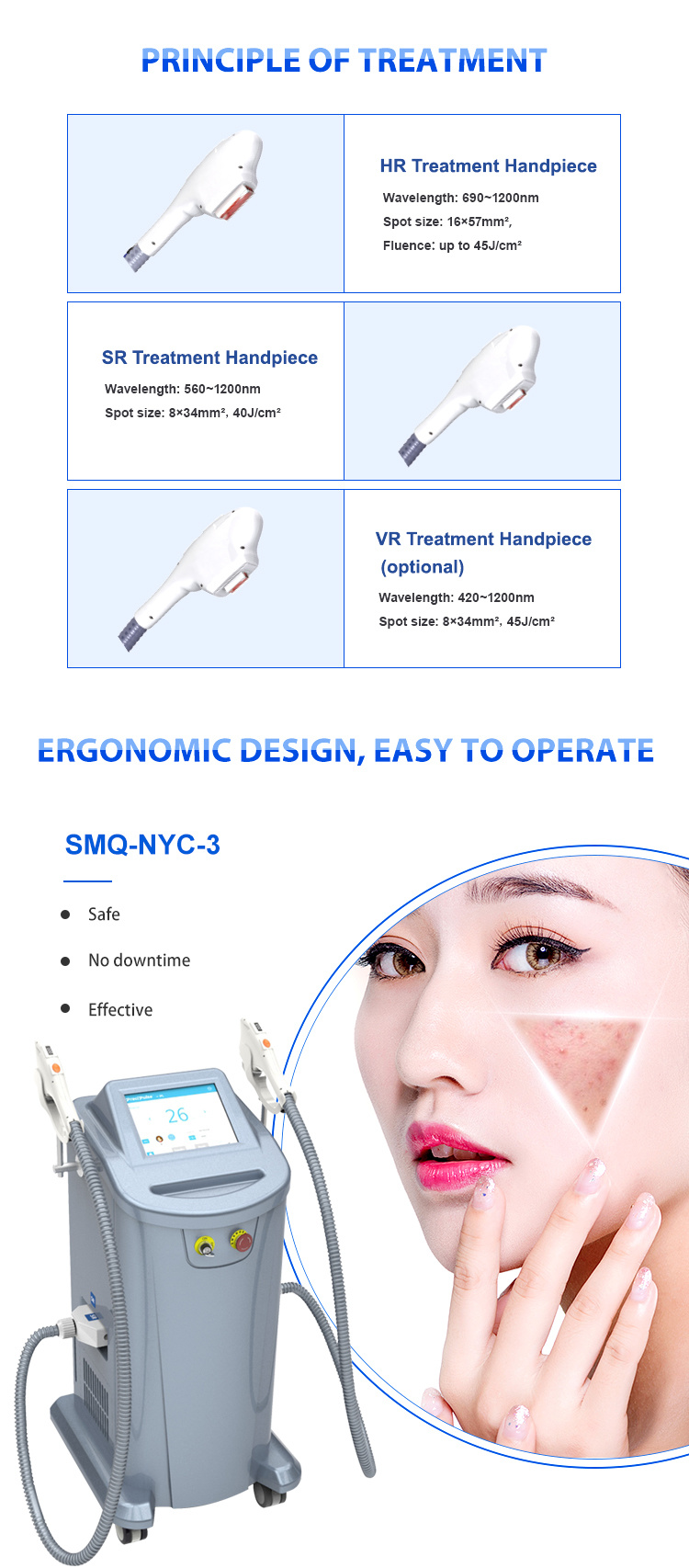 New Shr IPL+ Elight + RF Multifunctional IPL Shr IPL Hair Removal