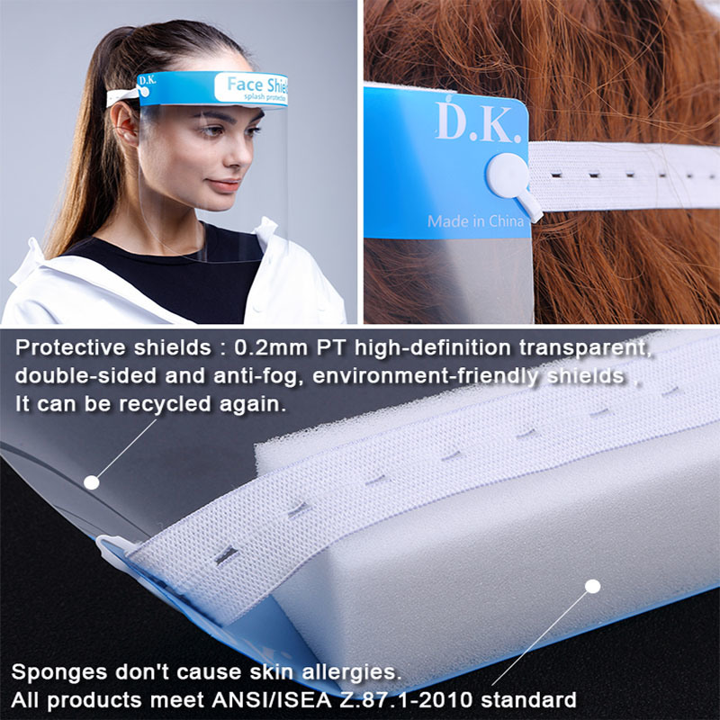 Personal Protective Equipment Transparent Protective Anti-Fog Disposable Face Shield Customizable