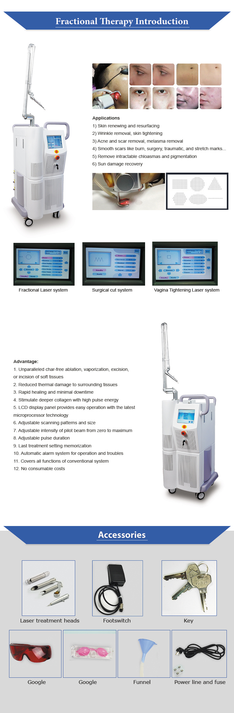 Pixel CO2 Fractional Laser Korea Fractional CO2 Laser Equipment Skin Resurfacing Vaginal Tightening Machine