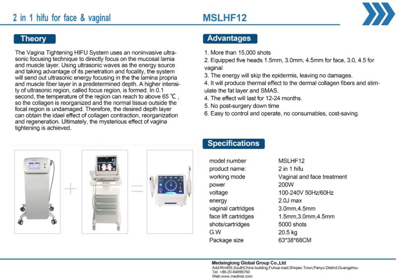 Popular Hifu Face Lifting+Hifu Vaginal Tightening Beauty Equipment