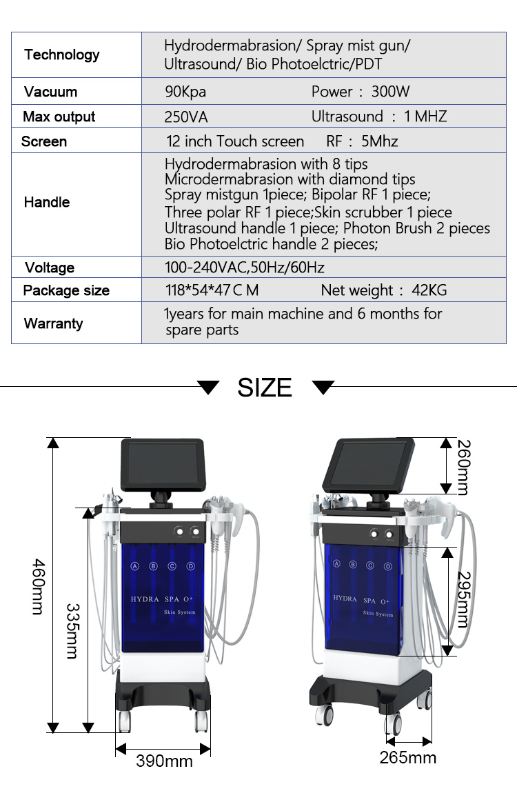 High Quality Hydra Facial RF Skin Tightening Microdermabrasion SPA Equipment SPA909