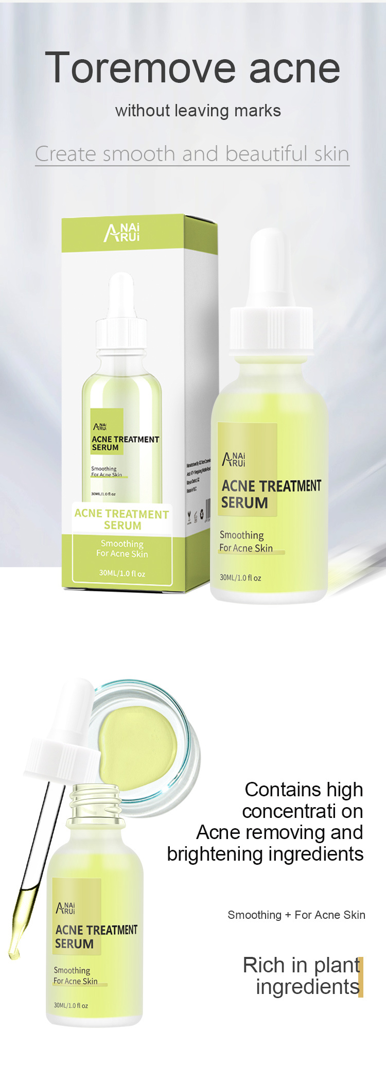 Private Label OEM Acne Treatment Serum Serum Blackhead Remover Skin Care Treatment Acne Skin Serum