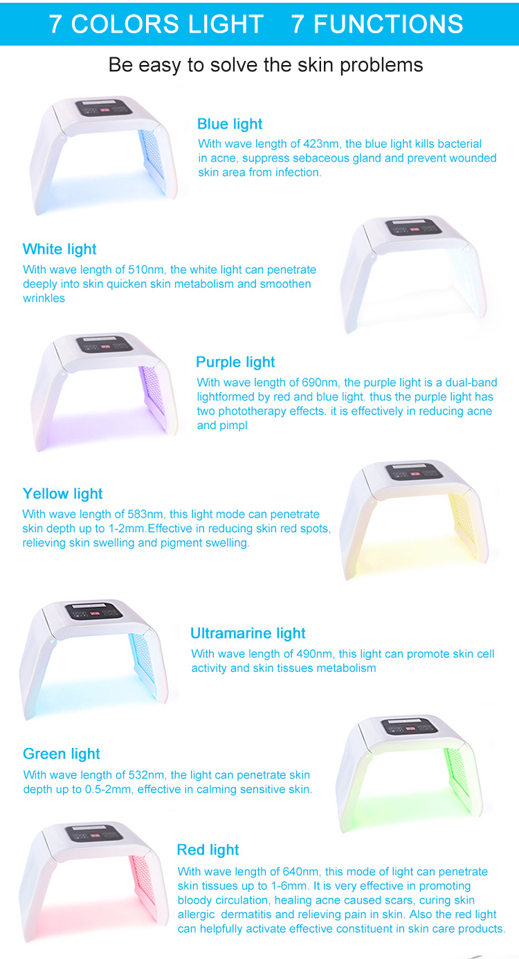 7 Colors Anti-Aging PDT Beauty Machine LED Light Therapy