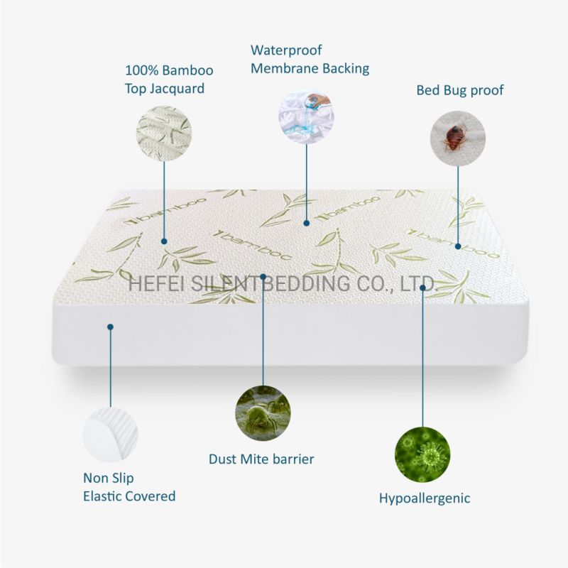 Queen King Size Home Use Bamboo Knitted Jacquard Mattress Cover Protector