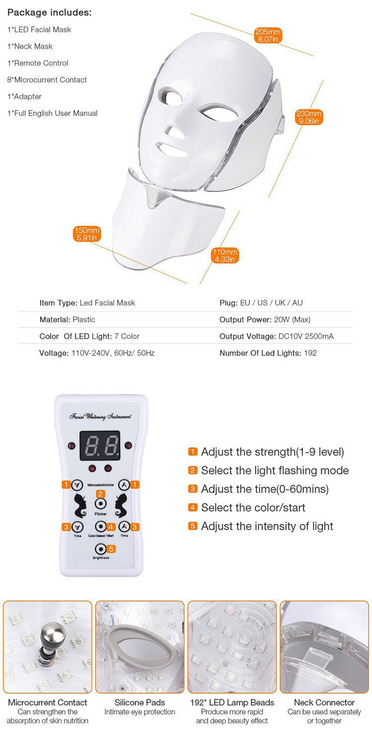 Anti-Aging PDT Beauty 7 Colors LED Light Therapy Device