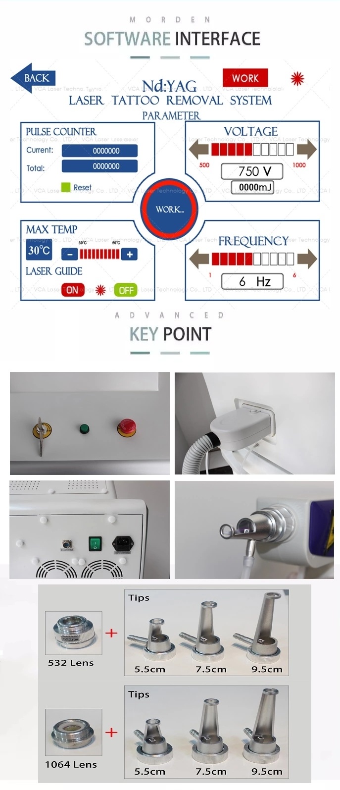 Beijing Vca Laser Q Switch ND YAG Laser for Tattoo Removal