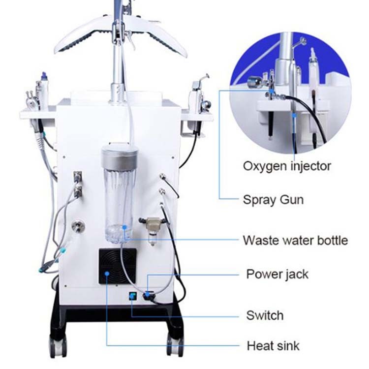 8 in 1 Hydra Water Peeling Micro Dermabrasion Diamond Bio PDT Beauty Machine for Skin Care