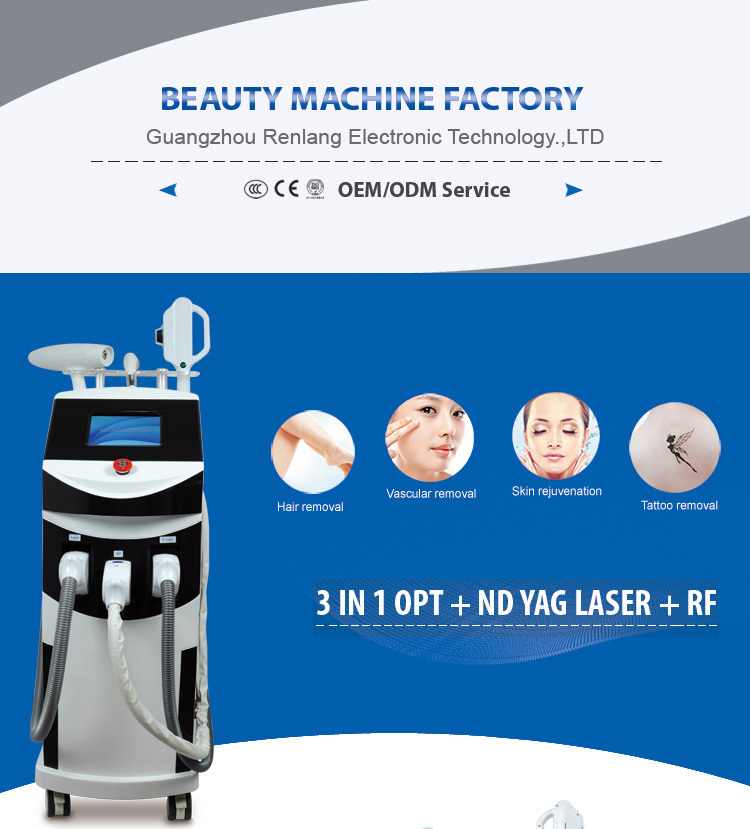 8 Inch Touch Color Screen 3 in 1 Multifunctional Beauty Salon Use Shr Elight IPL Laser Hair Removal Machine