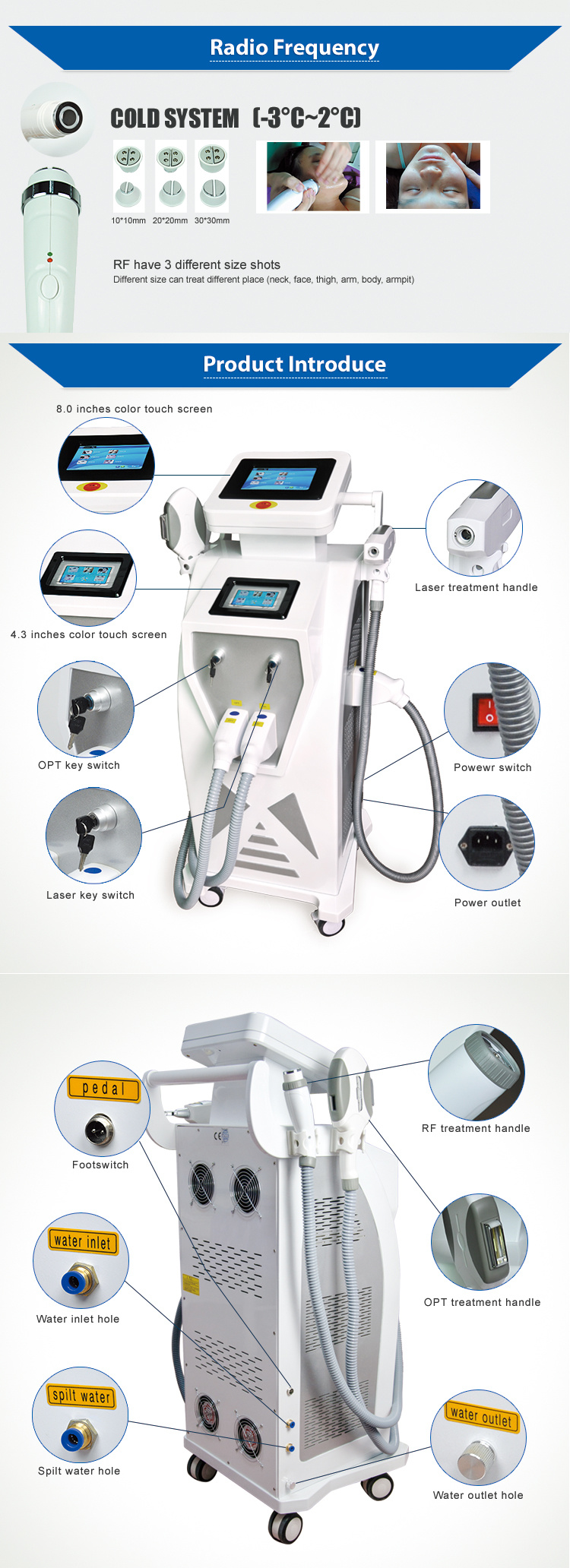 IPL Elight Hair Removal Laser Tattoo Removal RF Face Lifting Machine