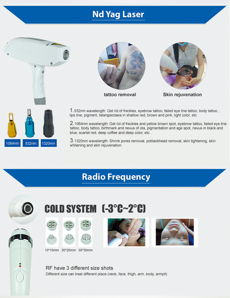 Dual Magneto-Optical Shr Hair Removal / Laser Tattoo Removal / RF Face Lifting Machine