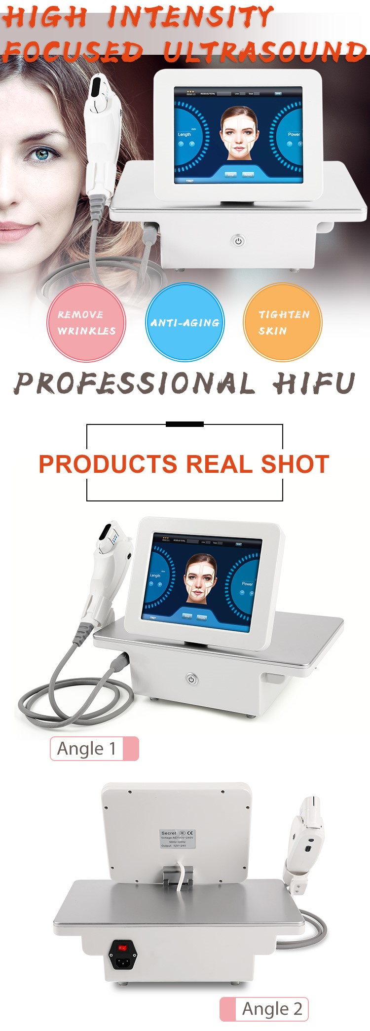 3D Hifu Focused Ultrasound Smas Machine FDA Approved Portable with Hifu Cartridge