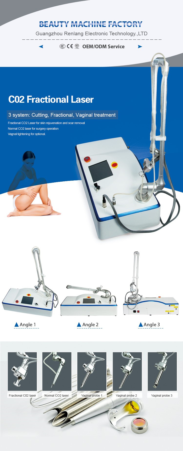 RF Metal Tube CO2 Fractional CO2 Laser for Skin Rejuvenation