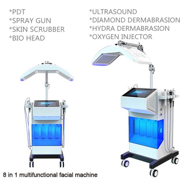 8 in 1 Hydra Water Peeling Micro Dermabrasion Diamond Bio PDT Beauty Machine for Skin Care