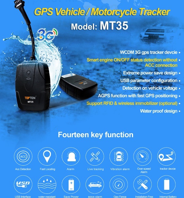 Multifunctional Smart 3G GPS Tracker with Power Failure Alarm, Sos, Monitor Voice Mt35-Ez