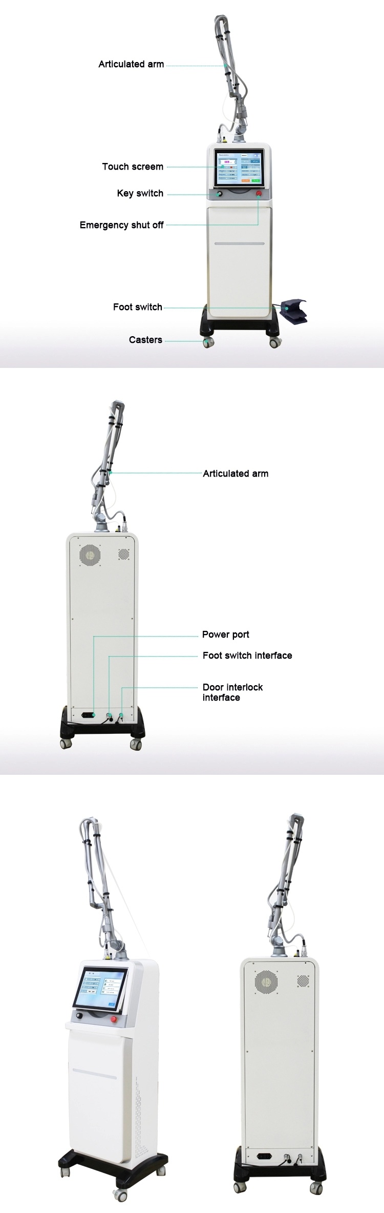 Acne Treatment Device Fractional CO2 Laser Skin Resurfacing Microcurrent Face Lift Machine Anti-Wrinkle Machine