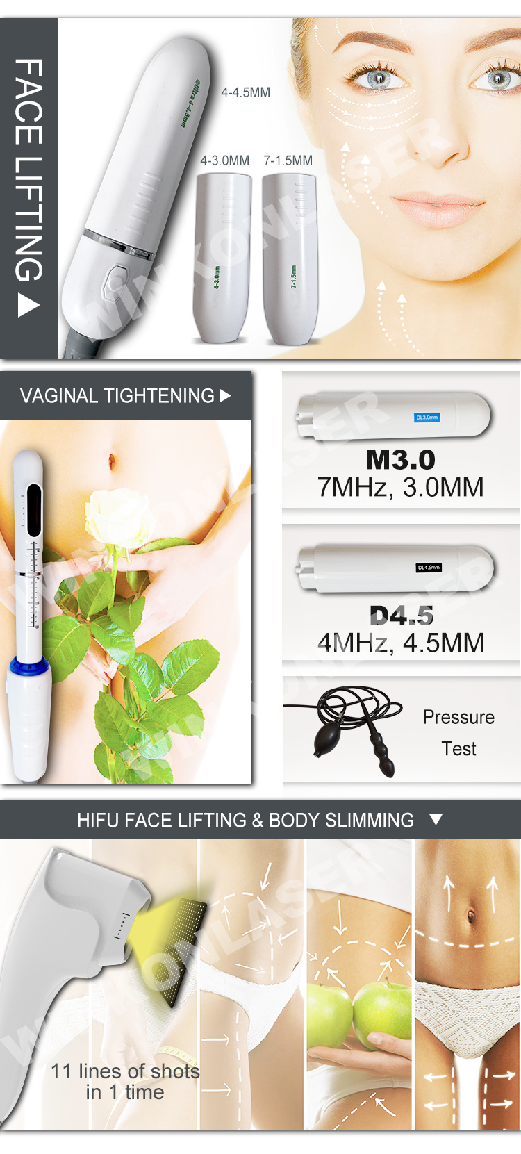 25000shots 5D Ice Cooling Hifu V-Max 4D Hifu 3D Hifu Face Lifting Body Slimming Beauty Hifu Machine