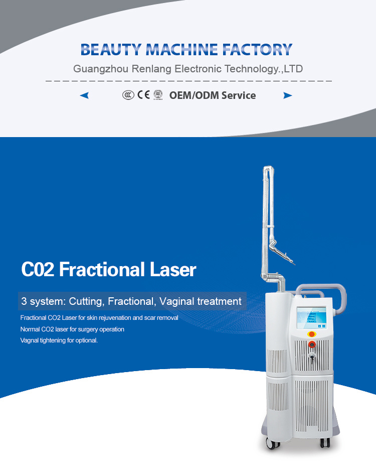 Ce Fractional CO2 Laser Machine with Three Systems: Cutting/Fractional/Vaginal Treatment