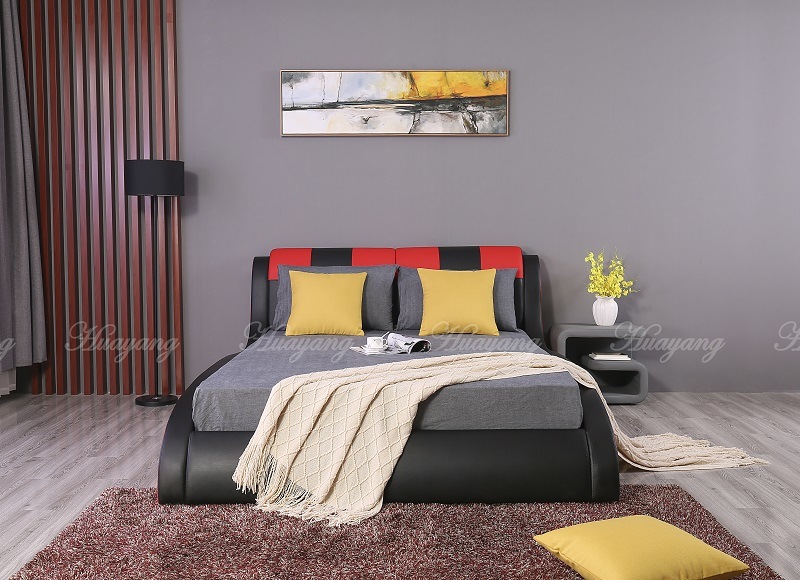 King Simple Leather Bed Home Furniture