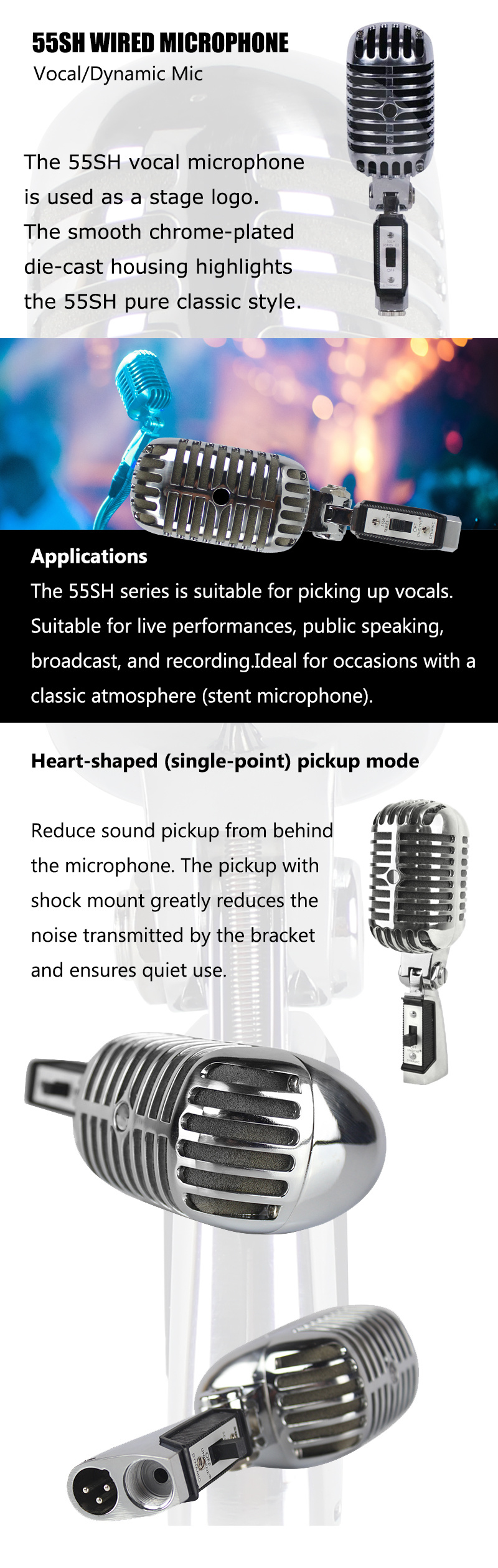 Studio Microphone Professional 55sh Professional Metal Classic Dynamic Microphone