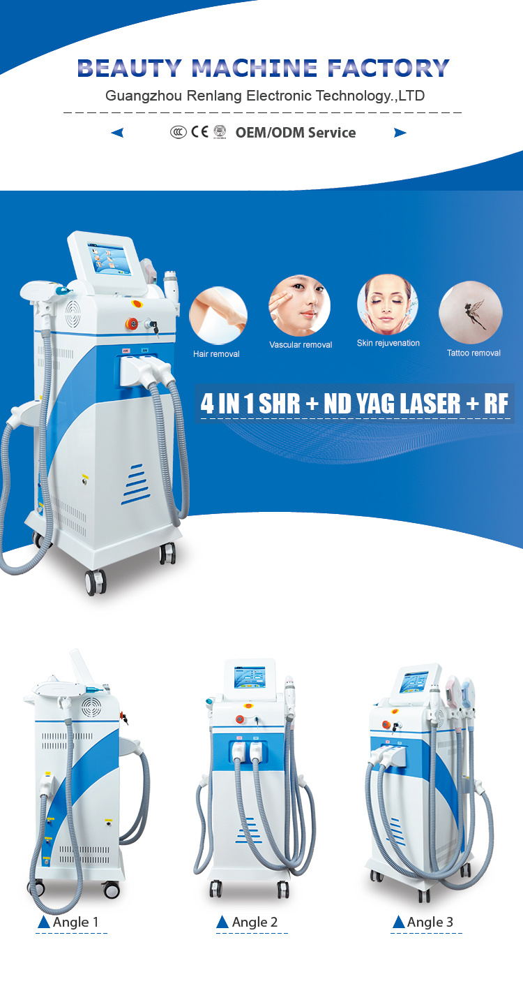 Double IPL Shr Handles Hair Removal & Laser Tattoo Removal & RF Multifunction Beauty Machine
