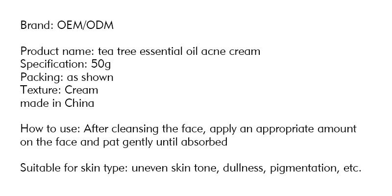Natural Organic Tea Tree Oil Facial Acne Treatment Cream Tea Tree Essential Oil Acne Cream
