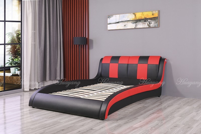 King Simple Leather Bed Home Furniture