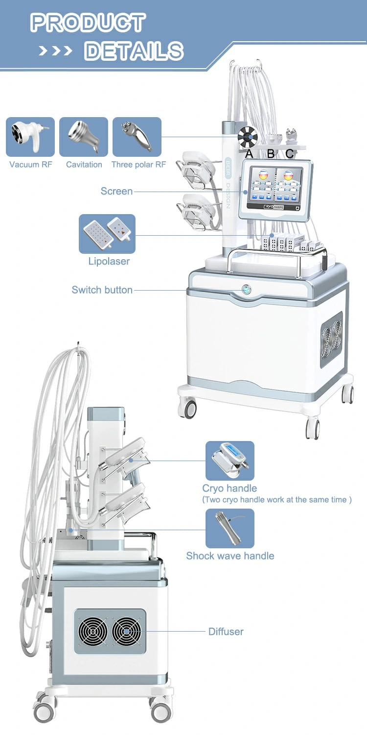 Fat Freezing Machine Cryolipolysis Cryotherapy Cavitation RF Lipo Laser Body Sculpting Machine