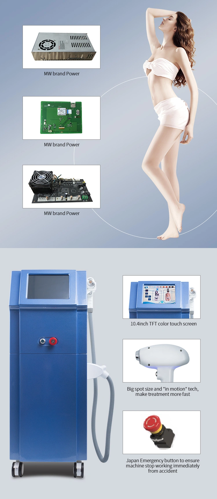Beauty Salon Equipment Avalible Permanent Hair Removal 808nm Diode Beauty Machine