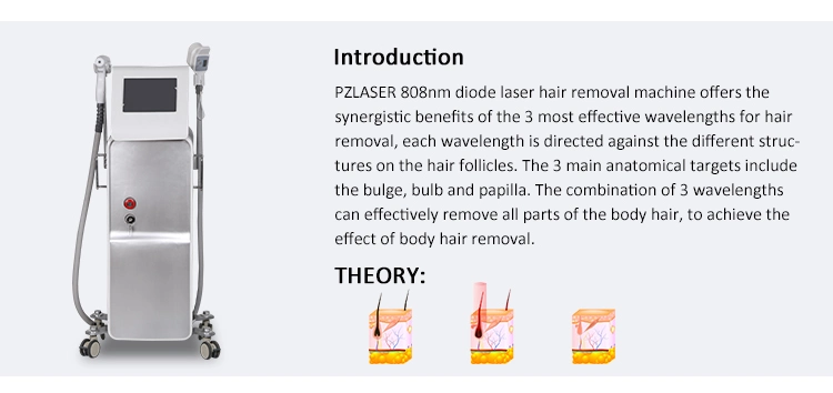Diode Laser Hair Removal Machine 808 Nm 10 Bars Diode Laser Hair Removal Machine Triple Painless
