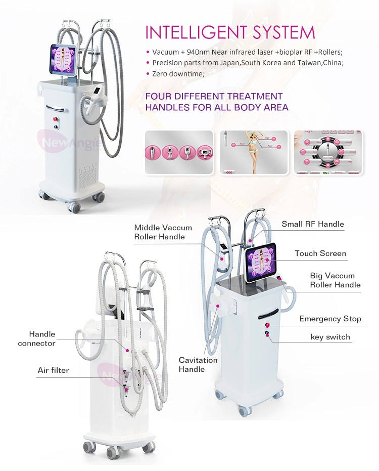 Body Sculpting Non Surgical Liposuction Vacuum Cavitation System Radio Frequency Slimming Machine with Four Handles