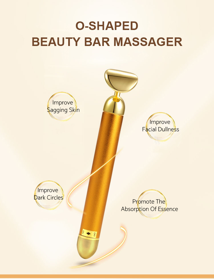Leaf Shape 24K Gold Energy Beauty Bar Golden Vibration Facial Massage Body Beauty Equipment