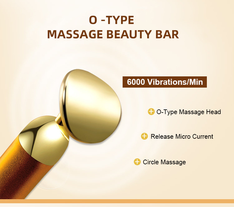 Leaf Shape 24K Gold Energy Beauty Bar Golden Vibration Facial Massage Body Beauty Equipment