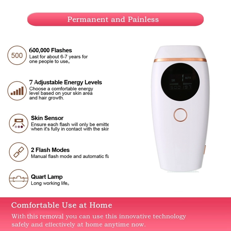 Permanent Portable IPL Laser Hair Removal Handheld at Home Device 600000 Flashes for Women and Men