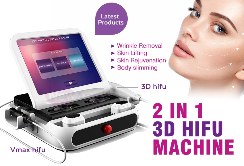 2021 New Arrival 2 in 1 3D Vmax Hifu Beauty Machines 8 Cartridges for Face Liftting