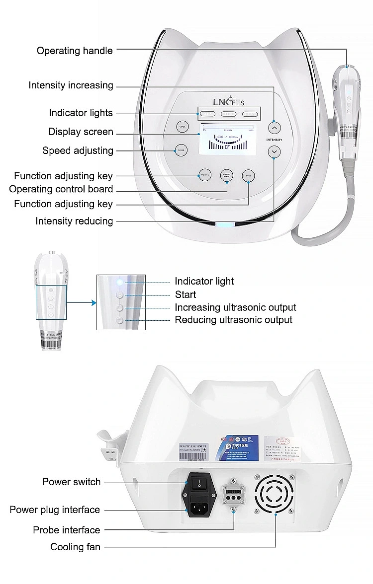 Portable Hifu Vmax Hifu Beauty Machine with 3 Cartridges 1.5mm 3.0mm 4.5mm