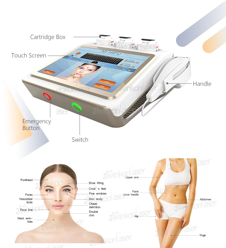 Hifu CE Vmax Face Lifting V Max Skin Tightening Body Slimming 2 in 1 Portable Mini 3D 4D Hifu Anti-Wrinkle Machine
