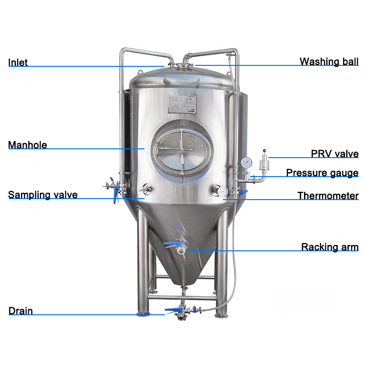 Large Beer Production Line Cooling Jacket Conical Beer Fermenter Tank