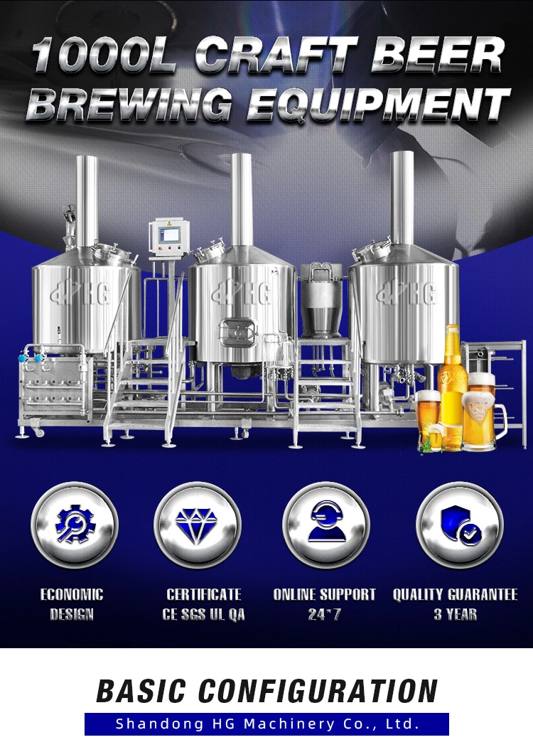 Craft Beer Brewing Equipment Micro Brewery 1000L Per Batch