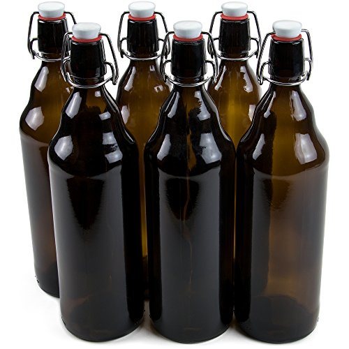 Beer Bottles, Quart Size – Airtight Swing Top Seal Storage for Home Brewing of Alcohol,