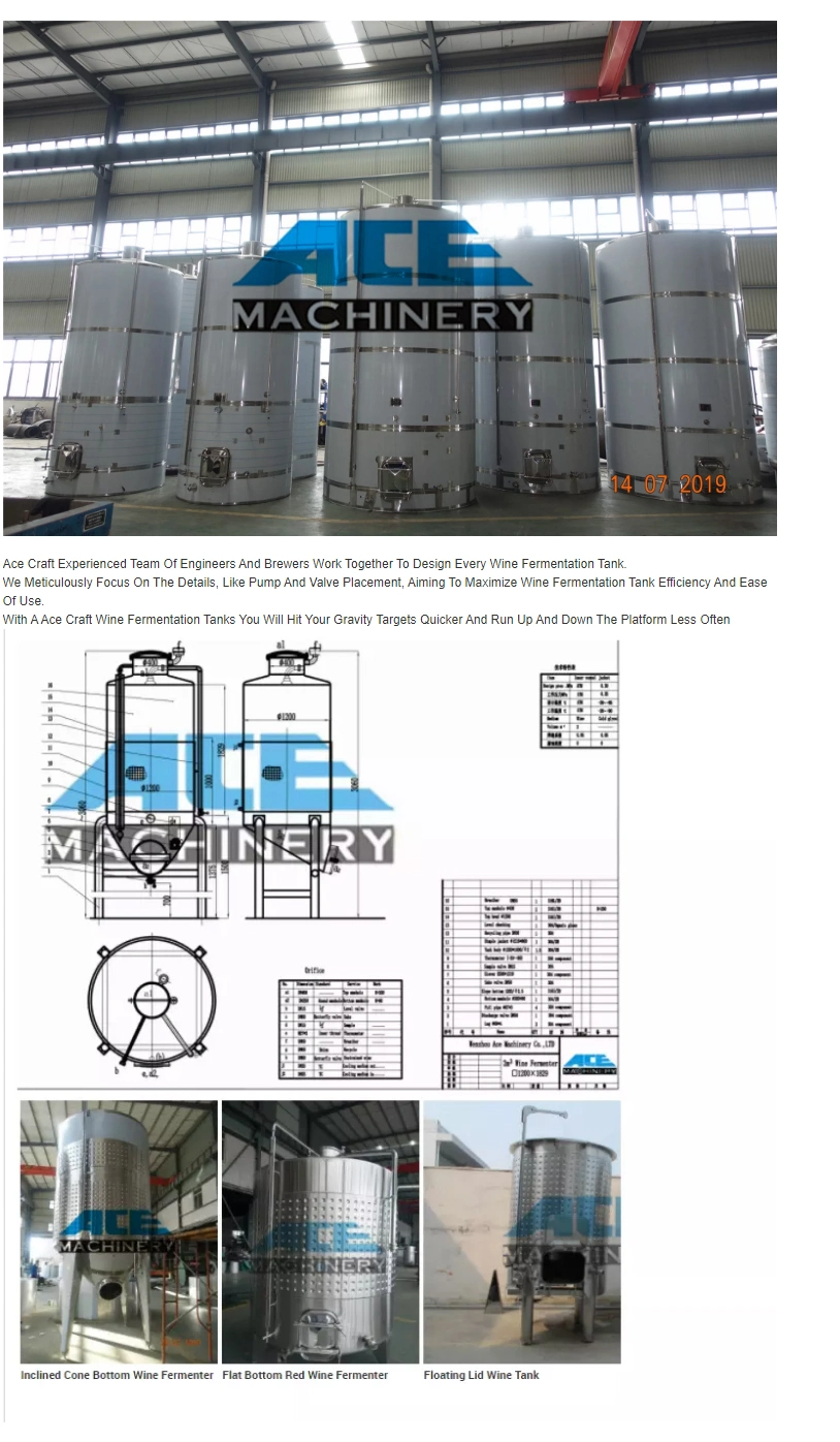 Stainless Steel Conical Fermenter 1000L 2000L 5000L 10000L Stainless Steel Conical Jacketed Fermenter for Winery Brewery Distillery