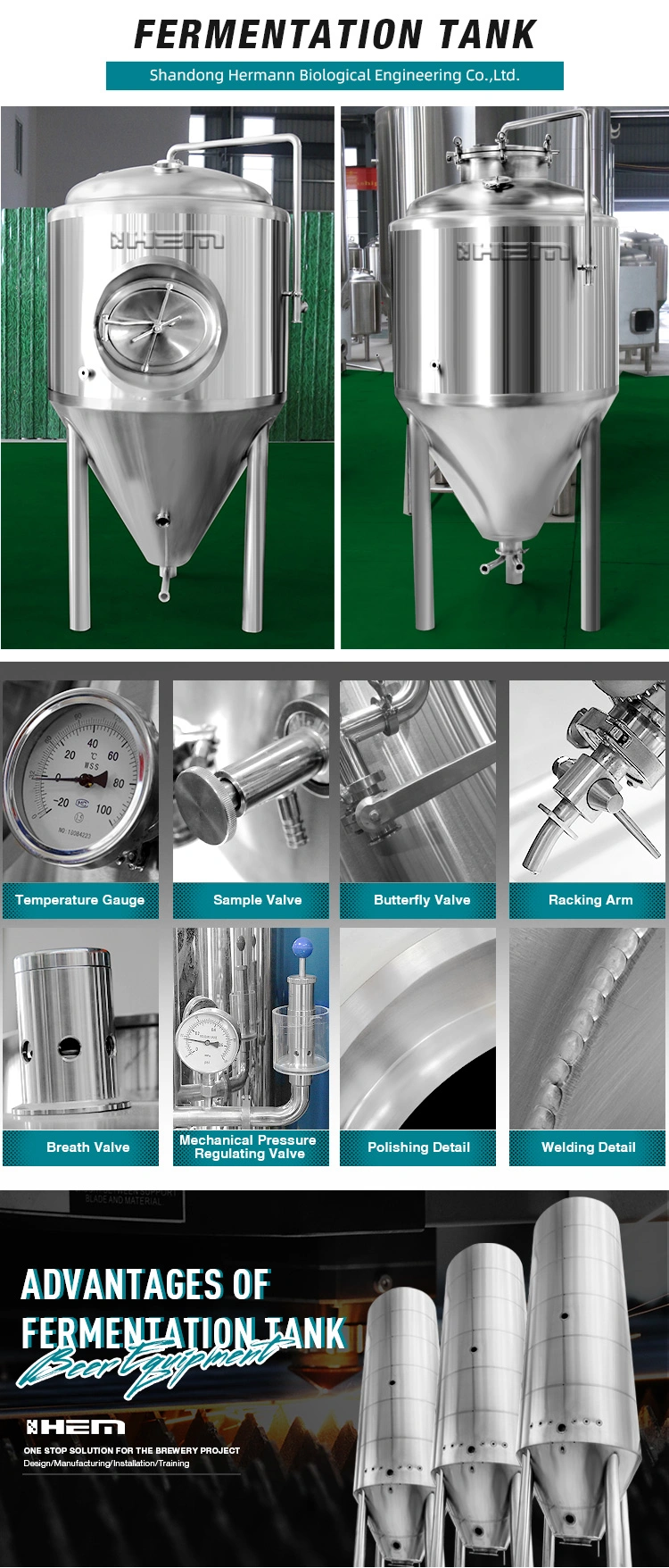 Nano Brewery Micro Brewing 50L 60L 100L Beer Mash Tun Brewhouse Fermenting Unitank