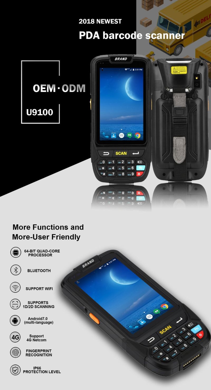 China Manufacture Barcode Scanners Handheld Android Scanner Courier PDA