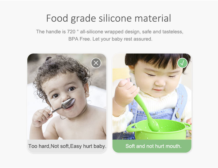 2021 Hot Selling BPA Free Silicone Baby Safety Spoons Silicone Food Spoon Multicolor Spoon Children Feeding