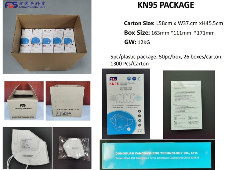 Personal Protective Equipment Euas Filtering Facepiece Respirators KN95 Factory