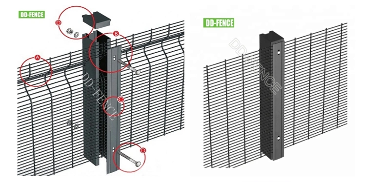 New Design HDG Galvanized 358 Security Fence System for Airport Boundary Security