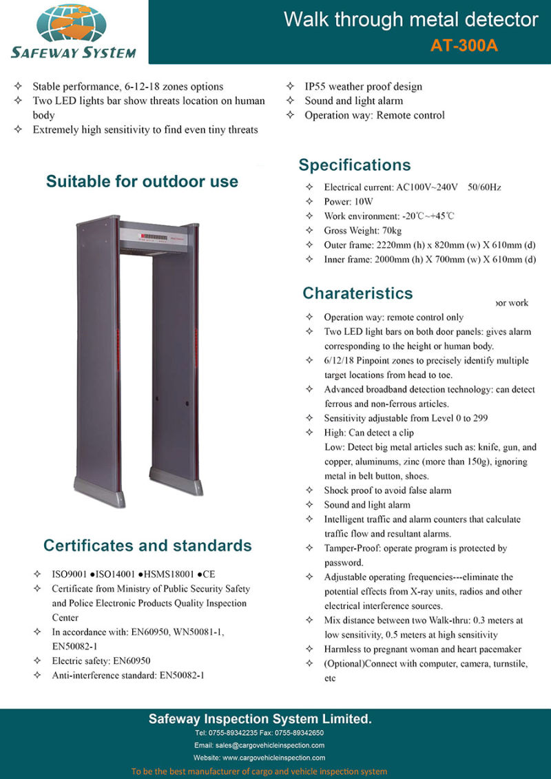 Walk Through Metal Detector with Perfect Weather-Proofing Design for Outdoor Use