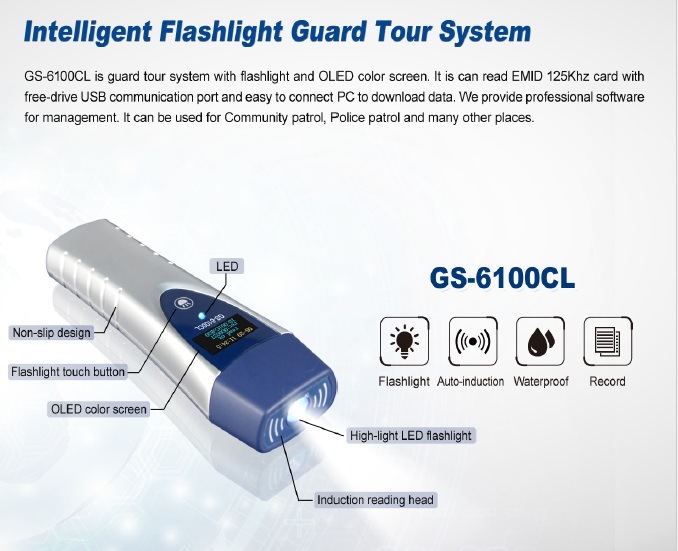 Free Software RFID 125kHz Security Guard Tour Patrol (GS-6100CL)