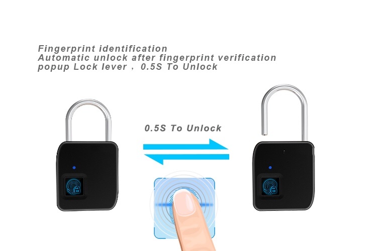 Intelligent Fingerprint Padlock Waterproof Luggage Lock Anti-Theft Security Smart Lock