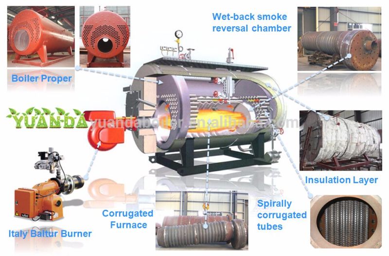 Dual Fuel Oil Gas Fire Tube Steam Boiler Wns10 1.25 Price