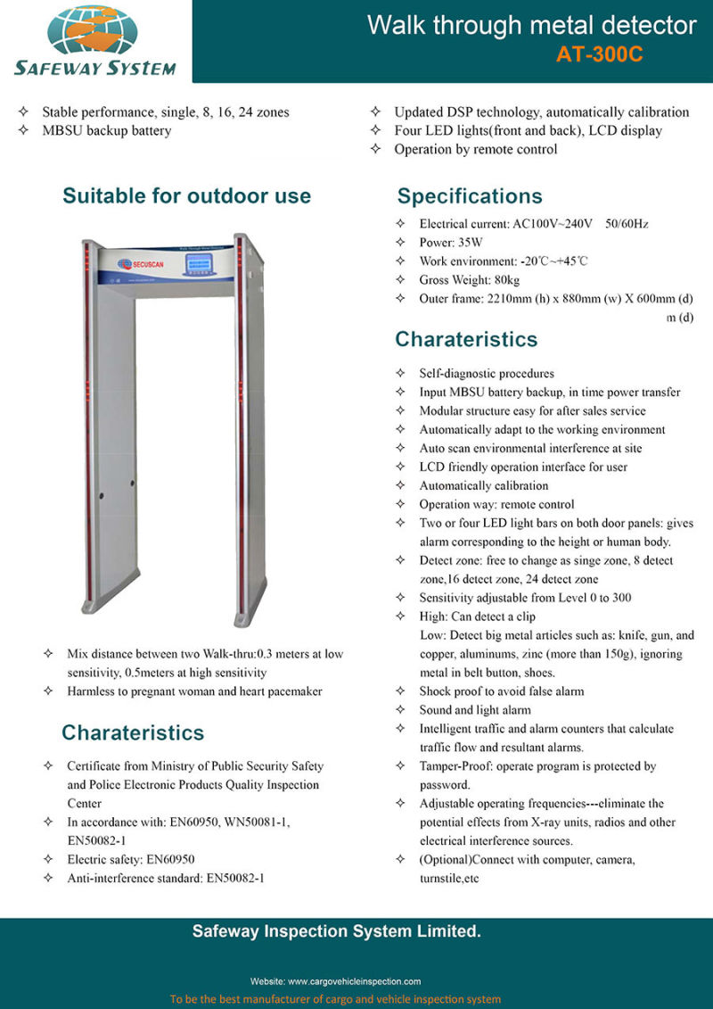 Chinese Manufacturer of Walk-Through Metal Detector Door X-ray Security Checking